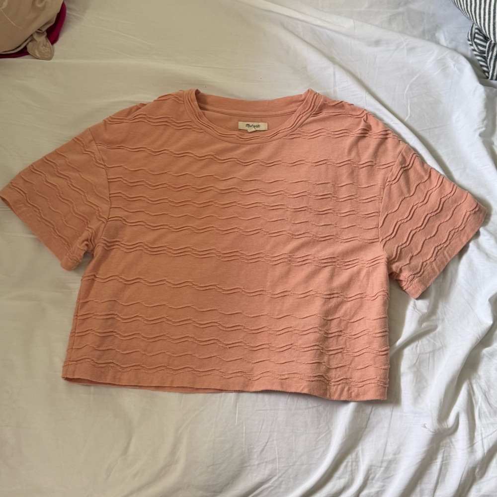 Madewell Peach Wave-Textured Short Sleeve Top
